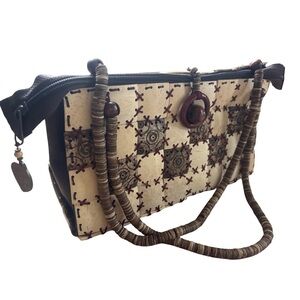 Vintage Coconut Shell Carved Handbag  - Made in Thailand